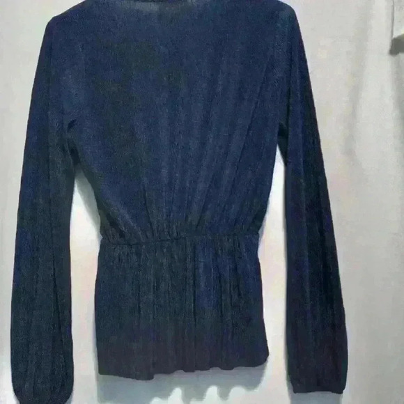 all in favor navy blue faux wrap top - Picture 5 of 6